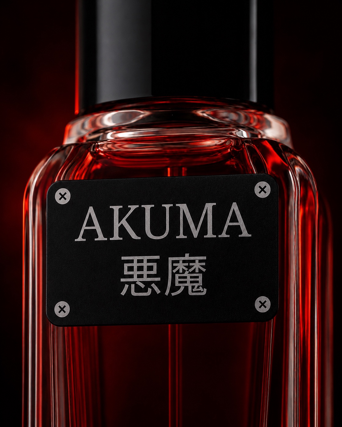 Close up of KURO AKUMA label and red liquid